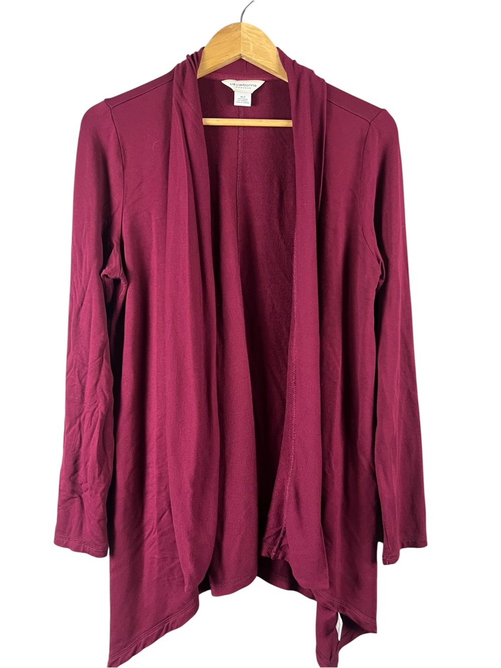 Open-Front Burgundy Cardigan Sweater